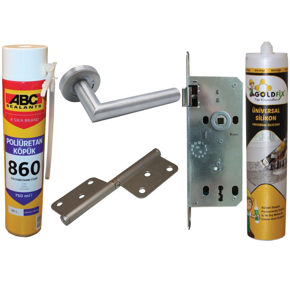 Stainless Steel Door Handles, Door Lock, Hinge, Silicon and Polyurethane Foam